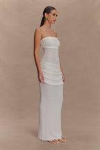 Elora Strapless Knit Maxi Dress in Ivory – Chic&Drifts