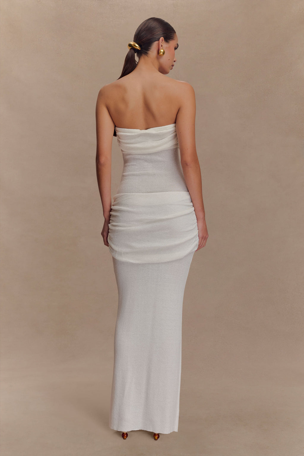 Elora Strapless Knit Maxi Dress in Ivory – Chic&Drifts