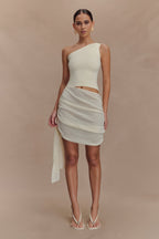 Cali Drape Skirt Knit Mini Dress in Ivory – Chic&Drifts