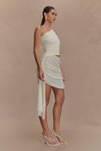 Cali Drape Skirt Knit Mini Dress in Ivory – Chic&Drifts