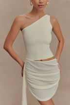Cali Drape Skirt Knit Mini Dress in Ivory – Chic&Drifts