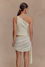 Cali Drape Skirt Knit Mini Dress in Ivory – Chic&Drifts