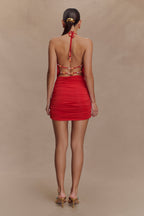 Astraeus Beaded Cowl Mini Dress in Desert Red – Chic&Drifts