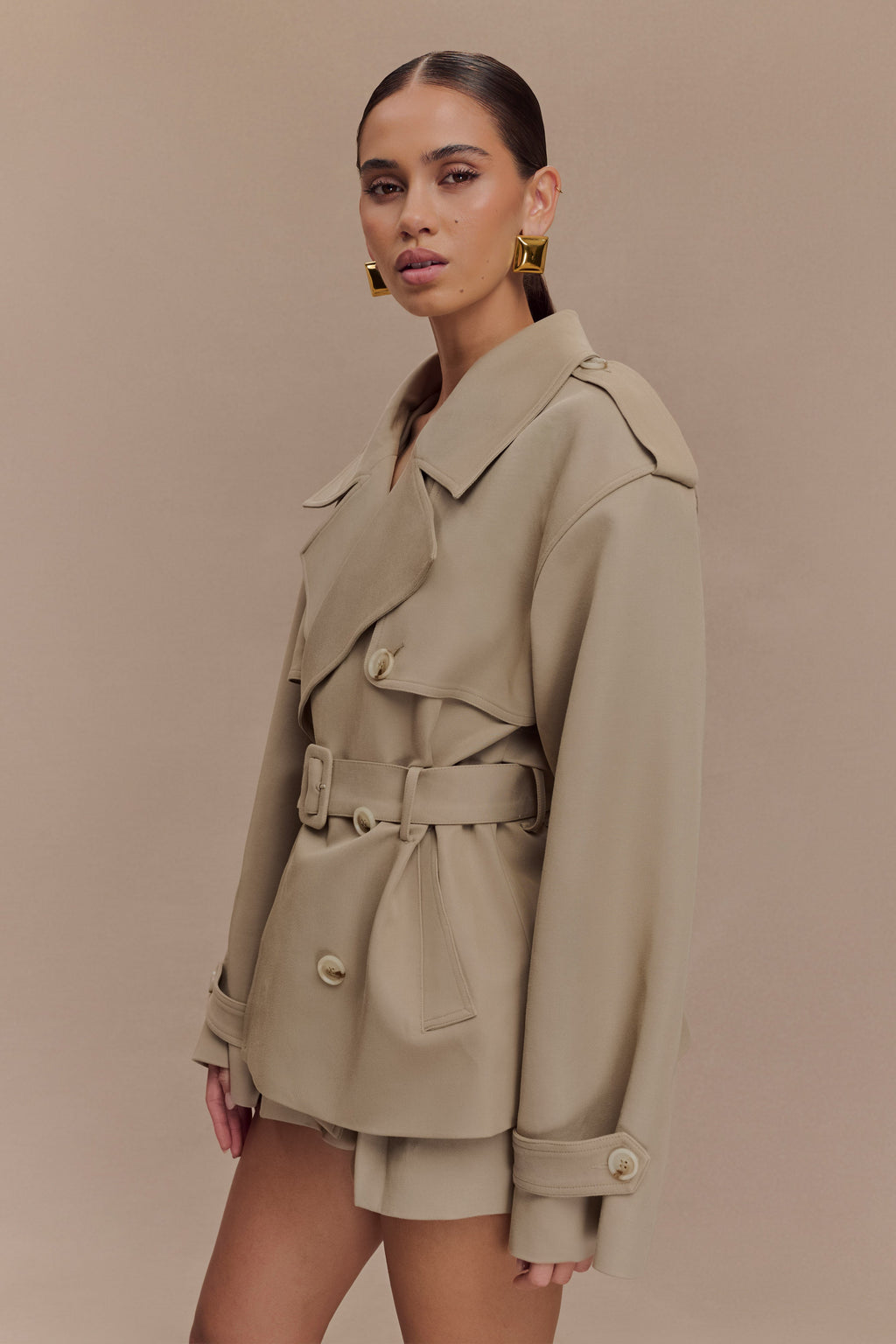 Alden Short Trench Jacket in Pebble – Chic&Drifts