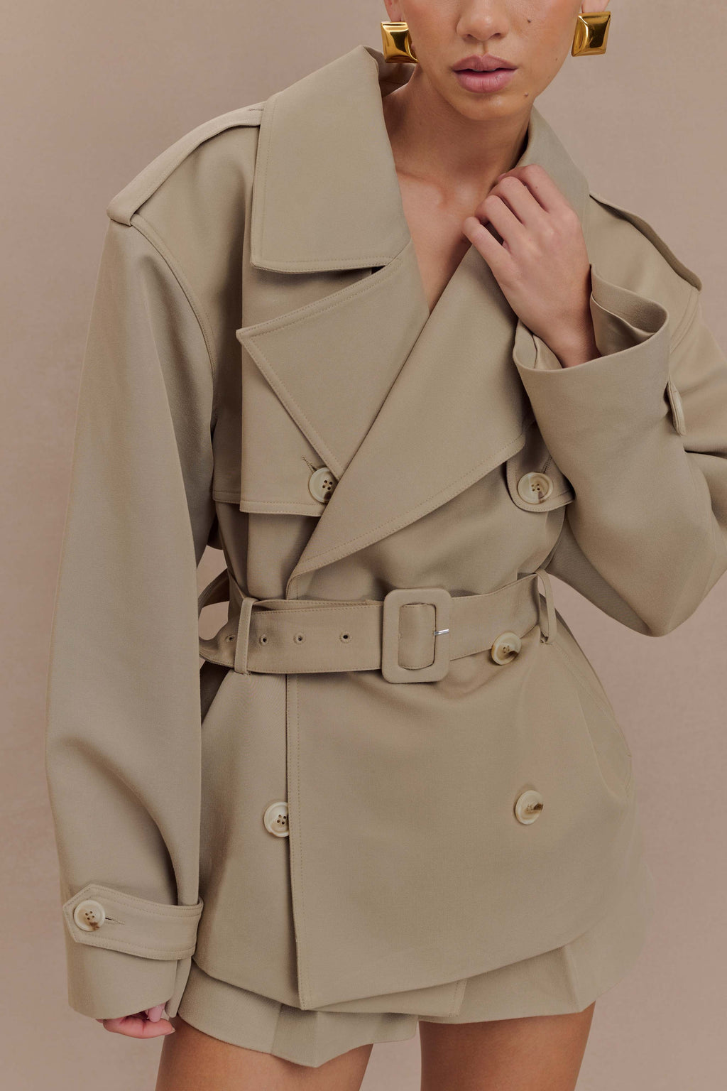 Alden Short Trench Jacket in Pebble – Chic&Drifts