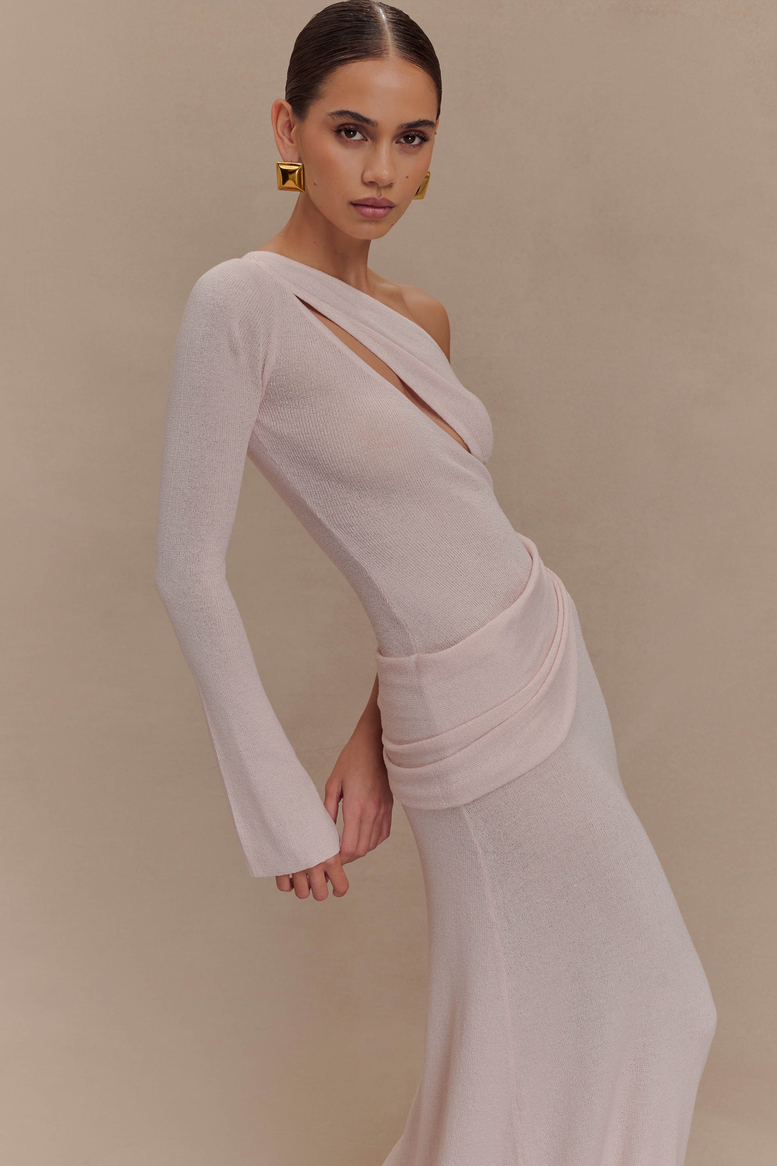 Alexius One Shoulder Knit Maxi Dress