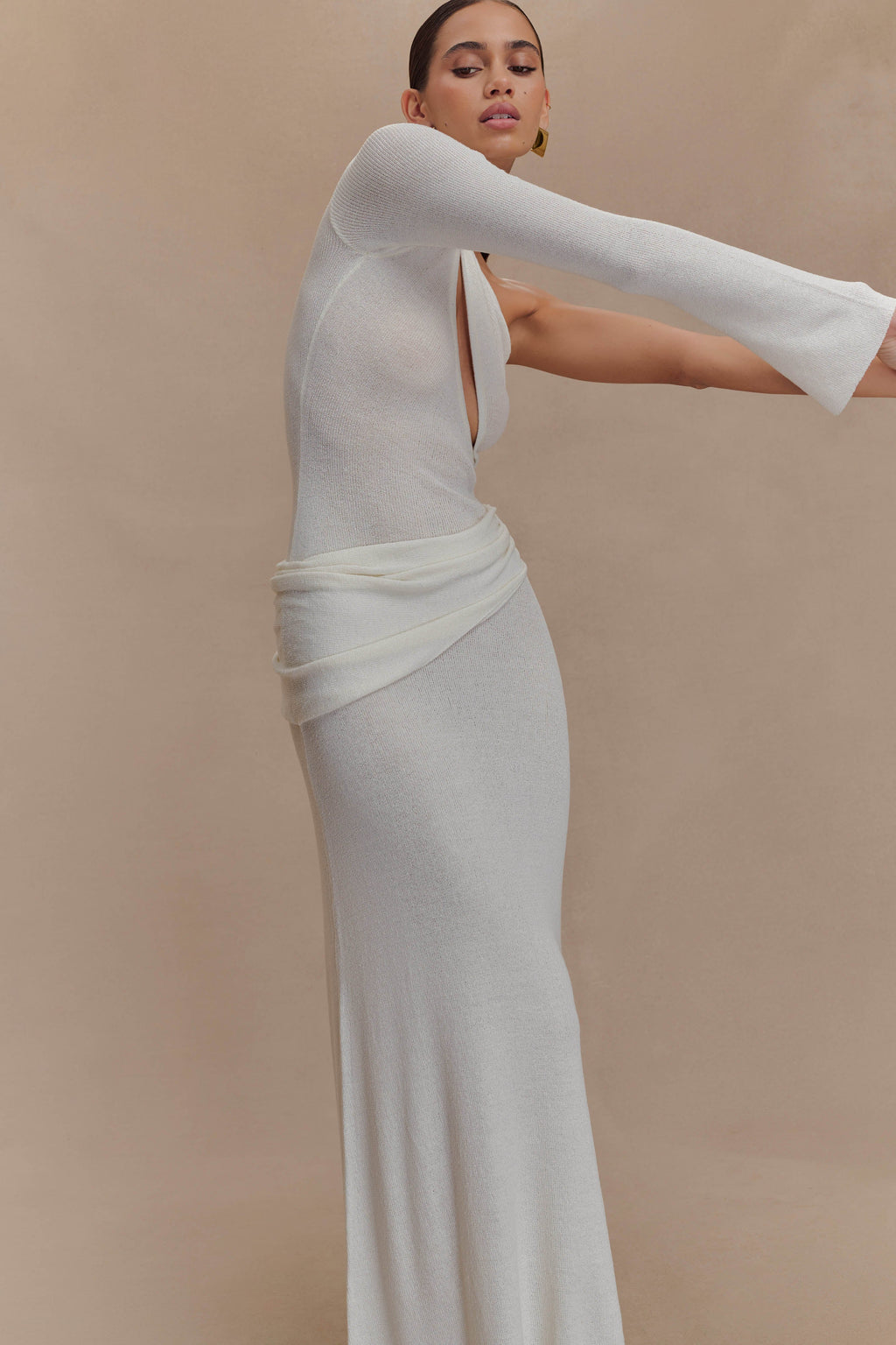 Alexius One Shoulder Knit Maxi Dress