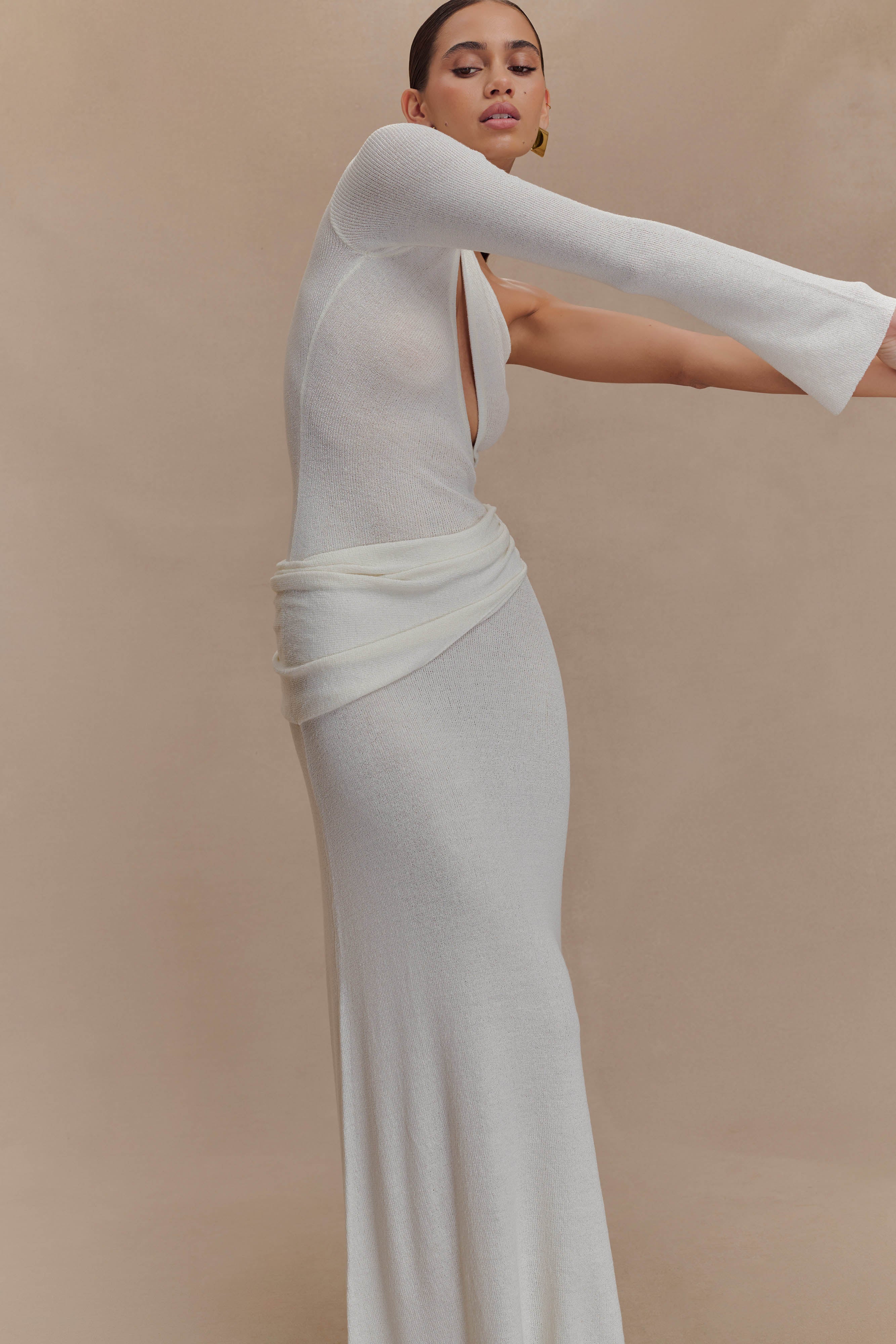 Alexius One Shoulder Knit Maxi Dress
