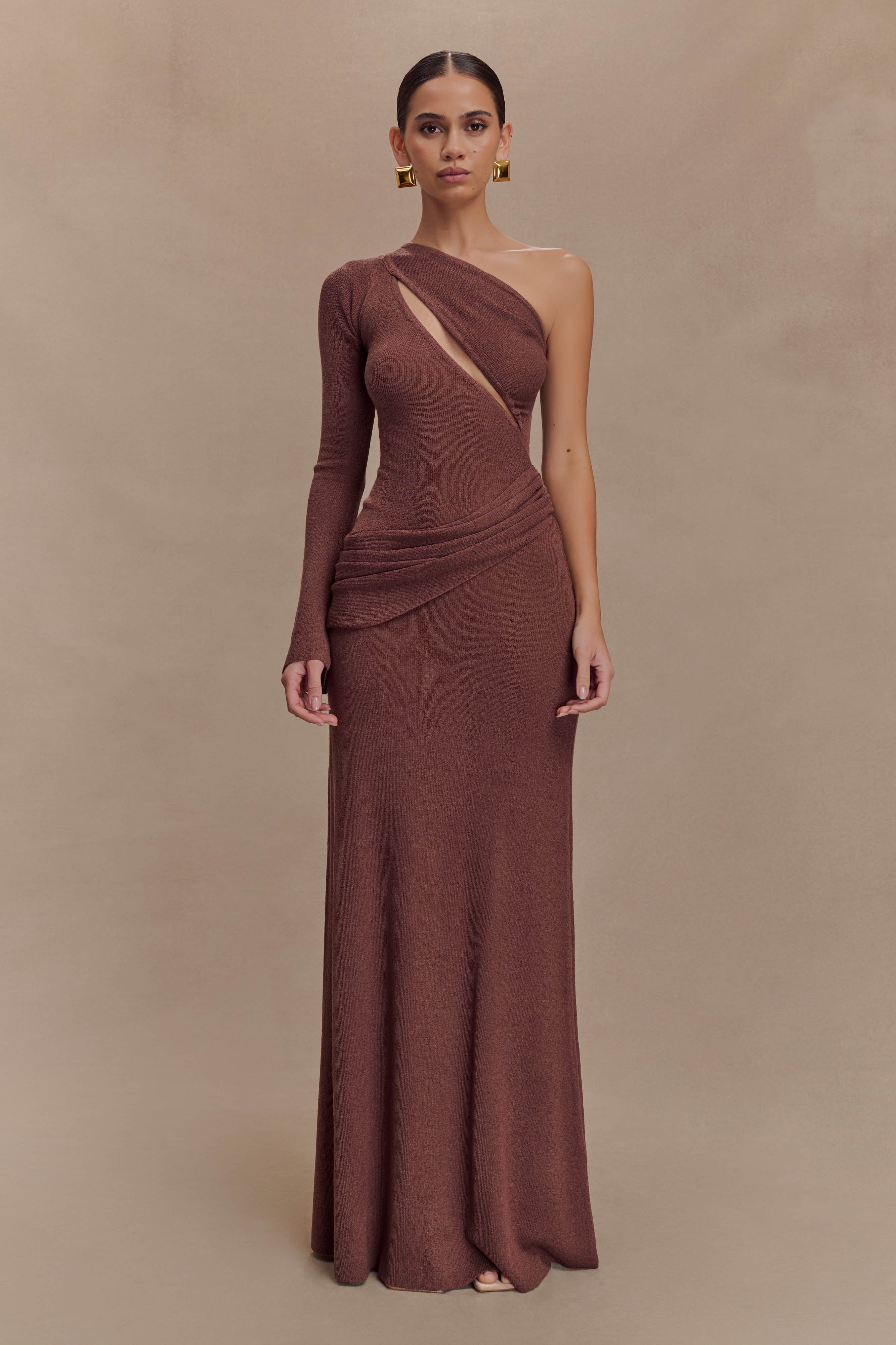 Alexius One Shoulder Knit Maxi Dress