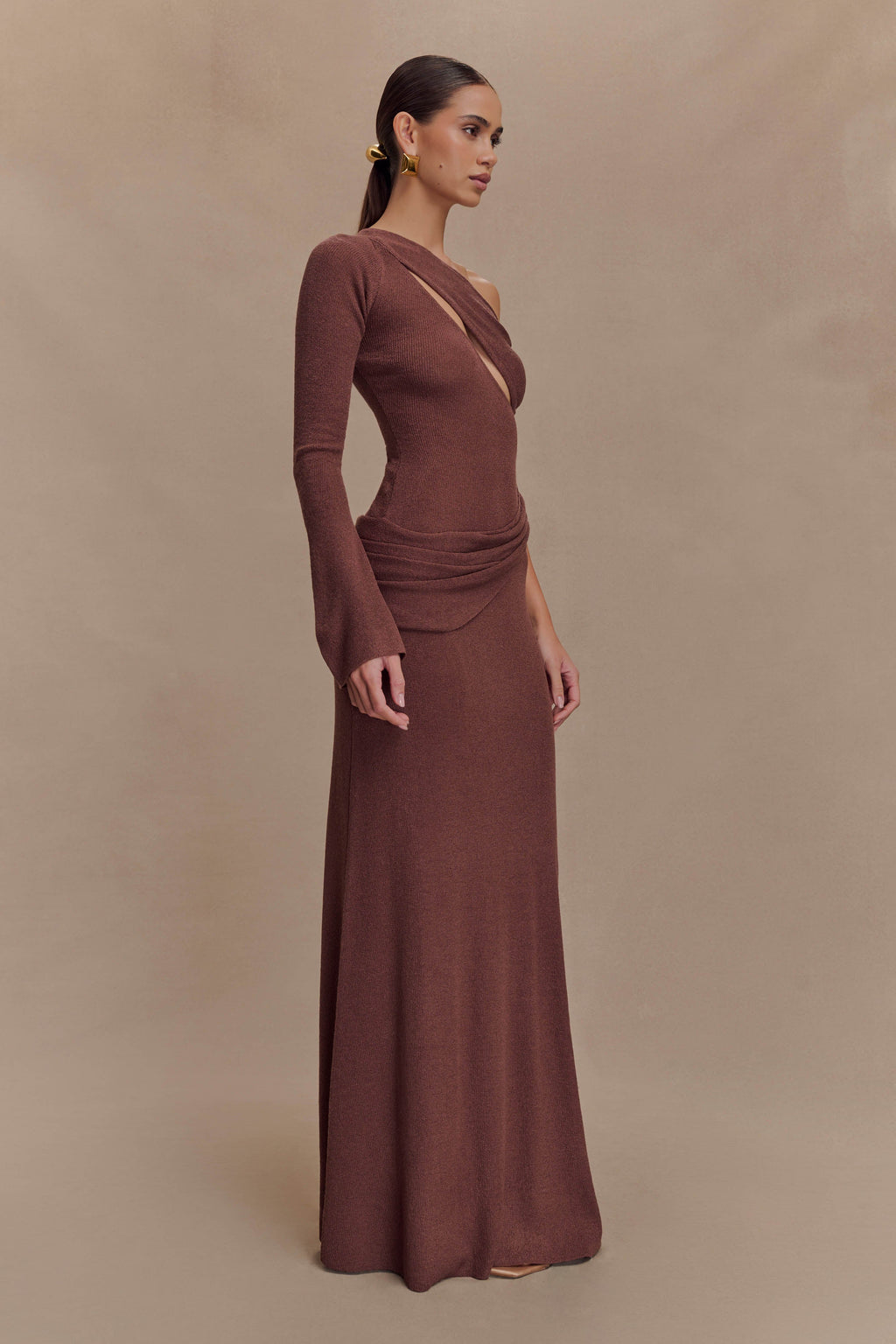 Alexius One Shoulder Knit Maxi Dress