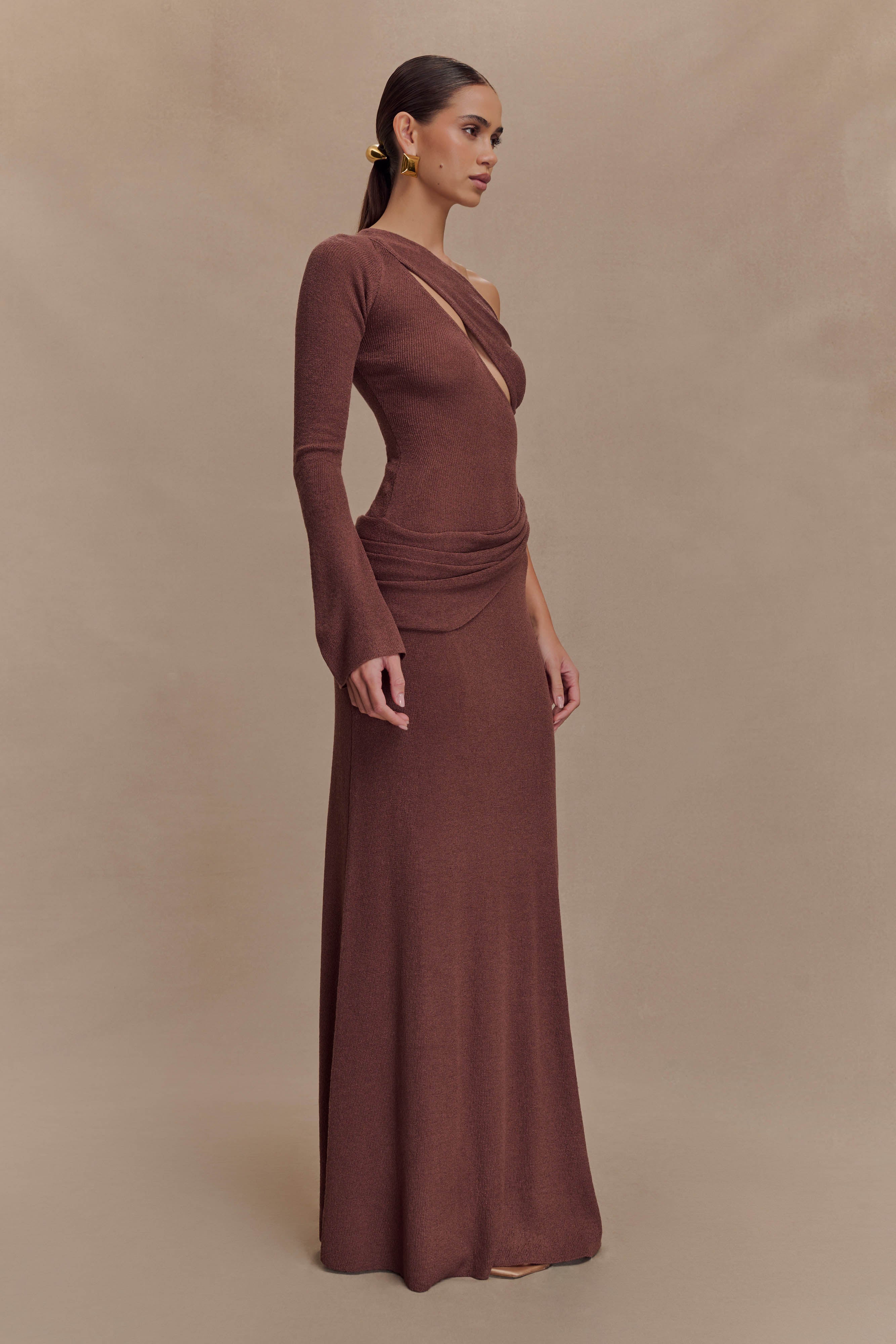 Alexius One Shoulder Knit Maxi Dress
