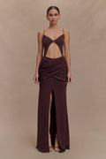 Reama Wrap Over Knit Maxi Dress in Chocolate – Chic&Drifts