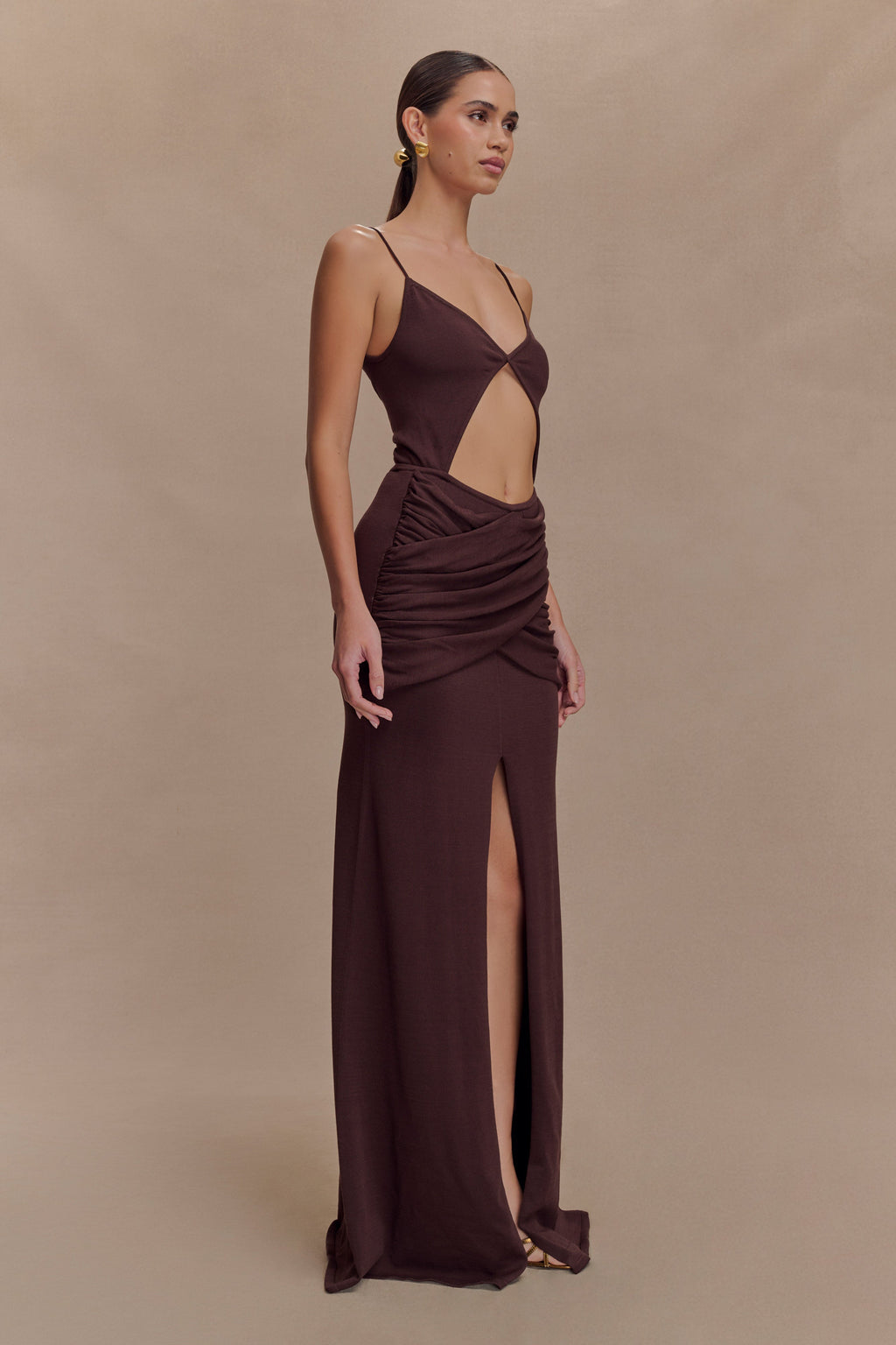 Reama Wrap Over Knit Maxi Dress in Chocolate – Chic&Drifts