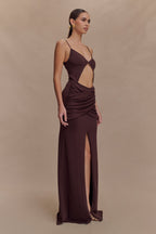 Reama Wrap Over Knit Maxi Dress in Chocolate – Chic&Drifts