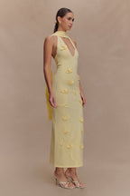 Wynn Floral Knit Midi Dress in Lemon – Chic&Drifts