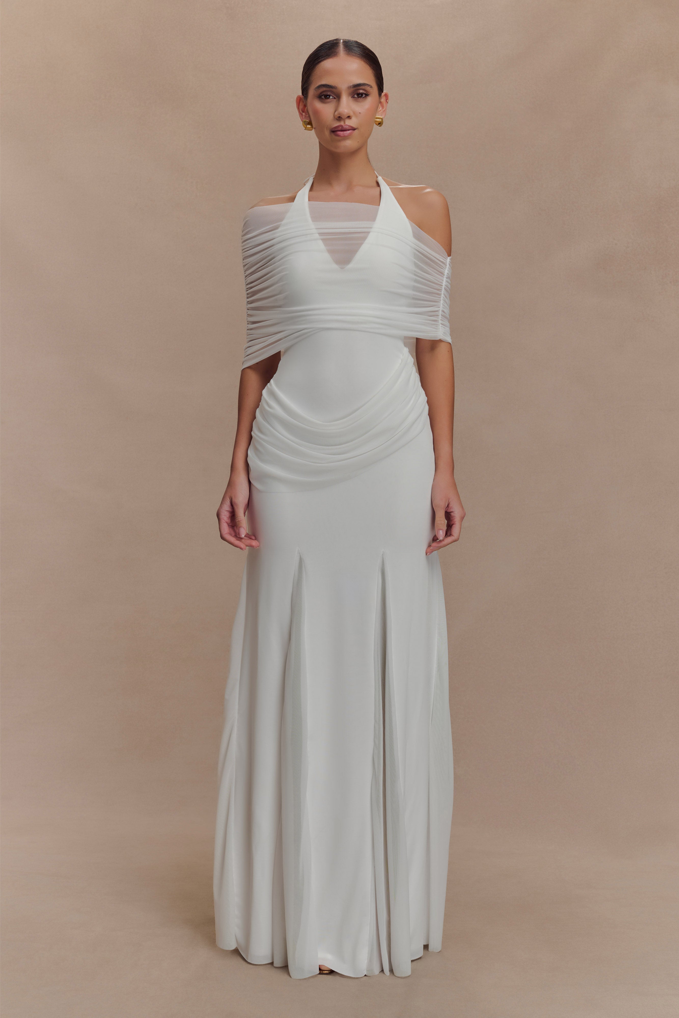 Gabrielle Slinky And Mesh Maxi Dress