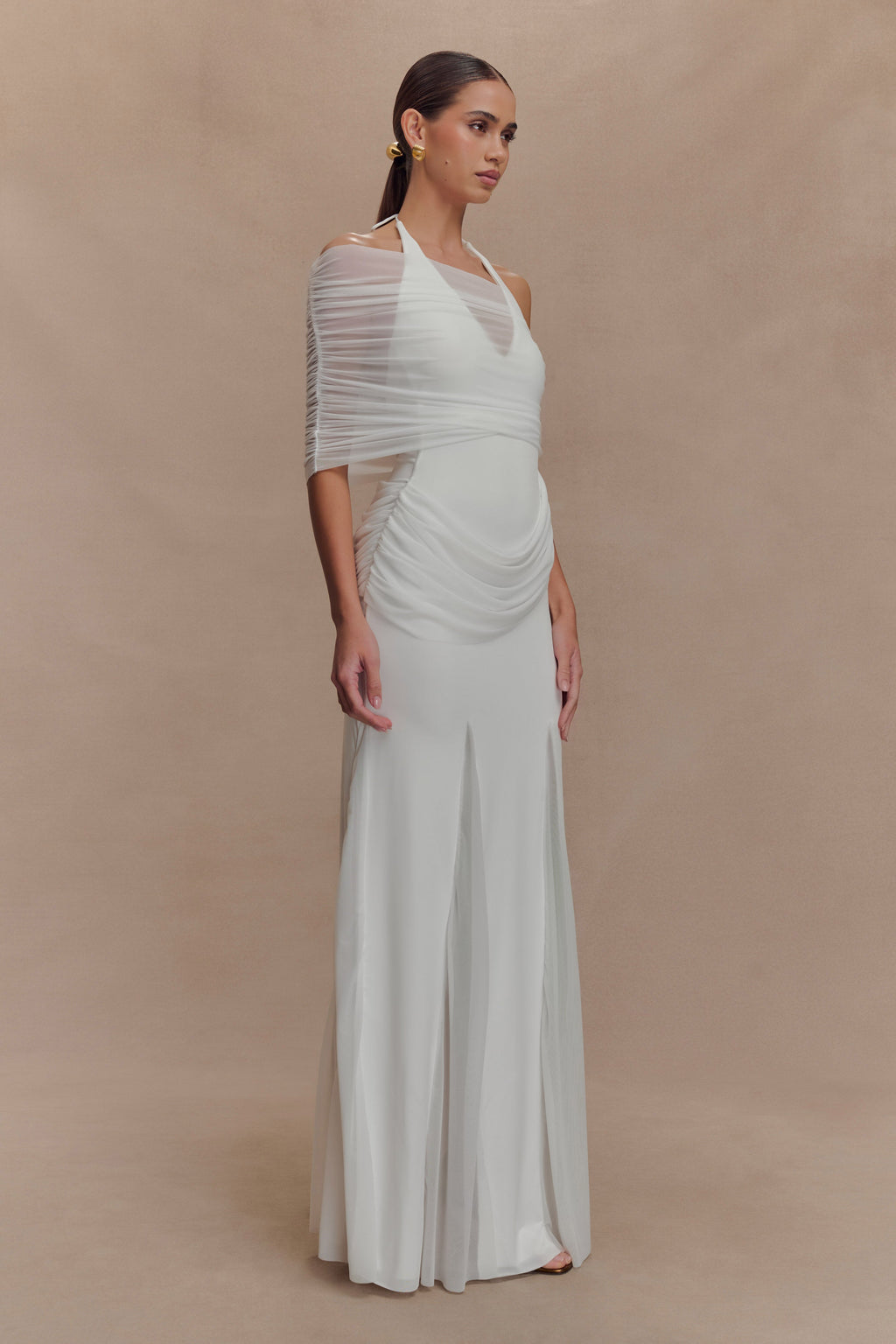 Gabrielle Slinky And Mesh Maxi Dress