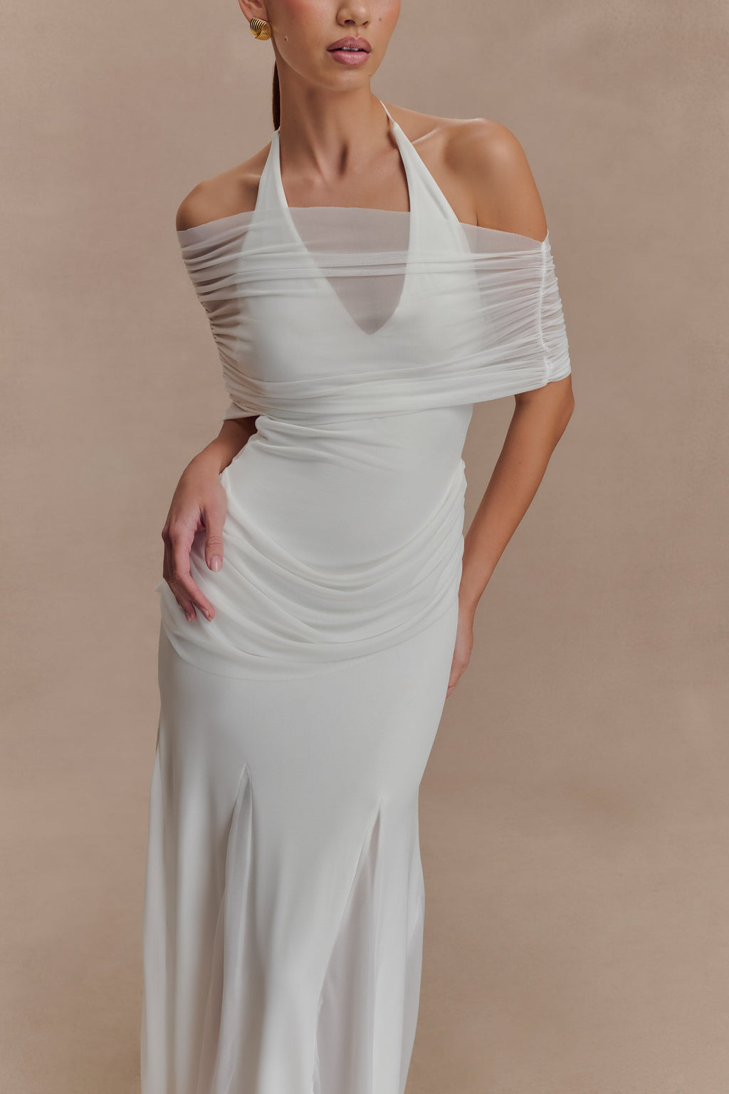 Gabrielle Slinky And Mesh Maxi Dress