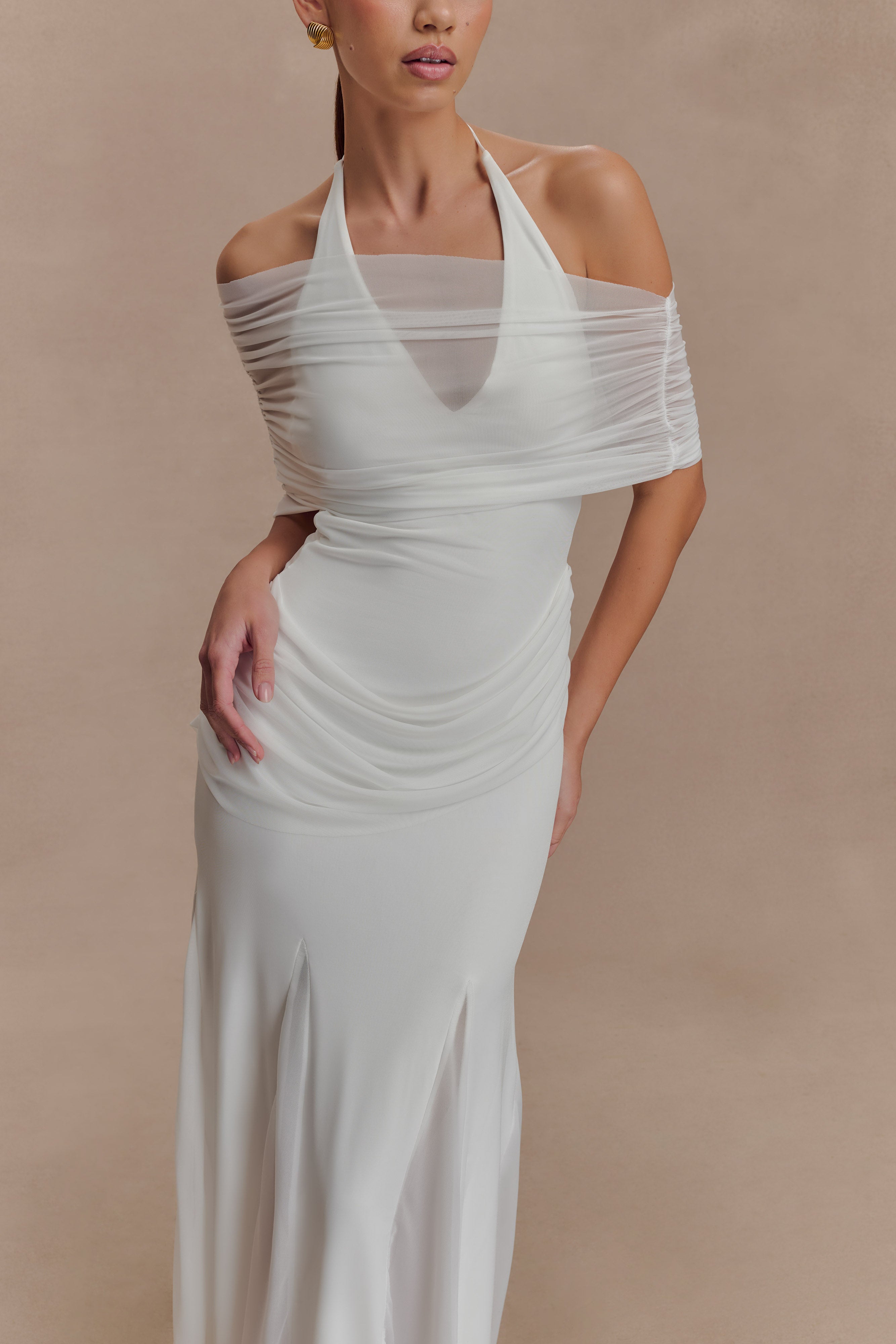 Gabrielle Slinky And Mesh Maxi Dress