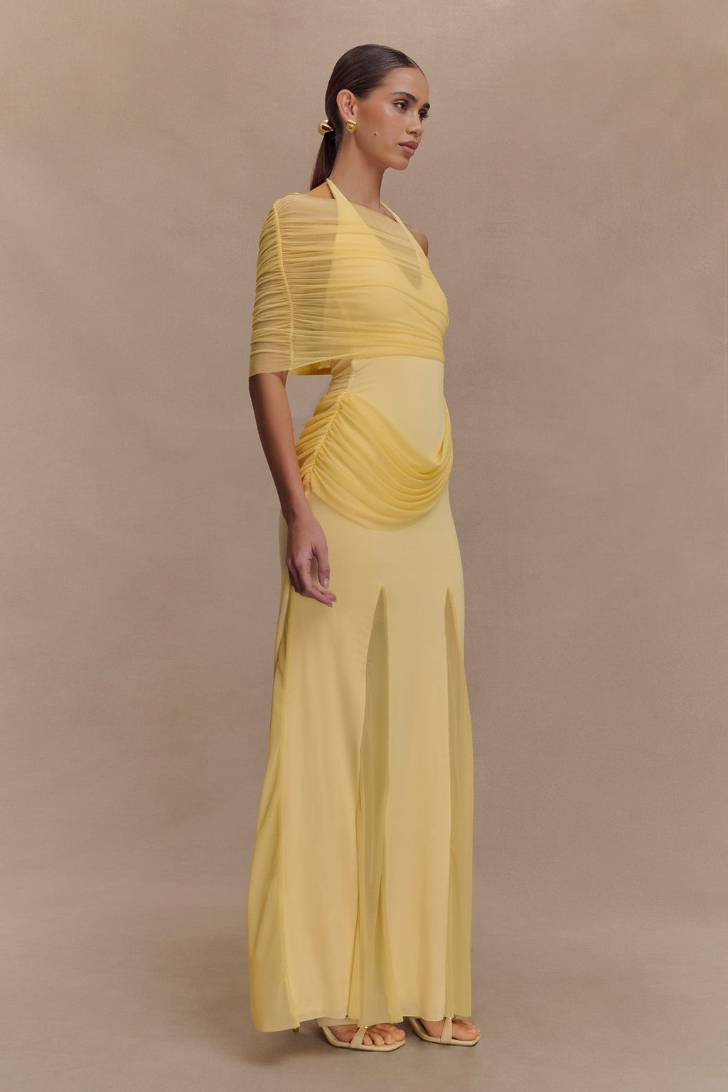 Gabrielle Slinky And Mesh Maxi Dress