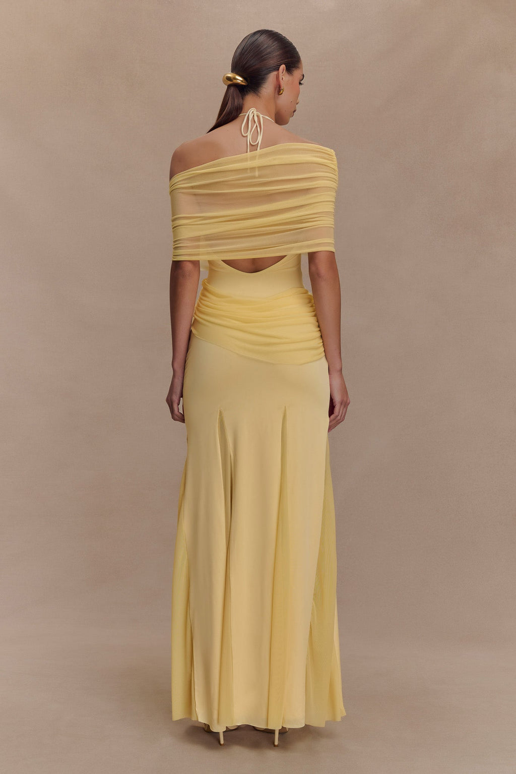 Gabrielle Slinky And Mesh Maxi Dress