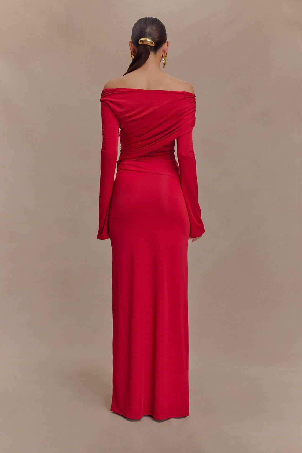 Therese Off Shoulder Ruched Maxi Dress