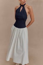 Ashwin Denim Cotton Midi Dress in Indigo Blue – Chic&Drifts