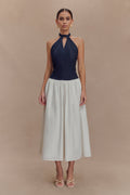 Ashwin Denim Cotton Midi Dress in Indigo Blue – Chic&Drifts