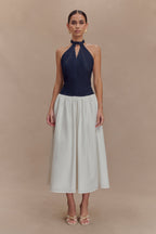 Ashwin Denim Cotton Midi Dress in Indigo Blue – Chic&Drifts