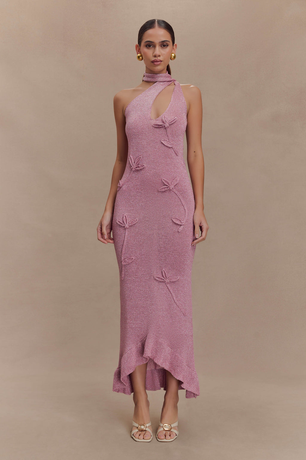 Celestino Floral Metallic Knit Maxi Dress in Pink – Chic&Drifts