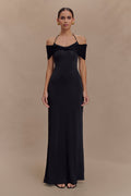Bernadina Mesh And Slinky Halter Maxi Dress