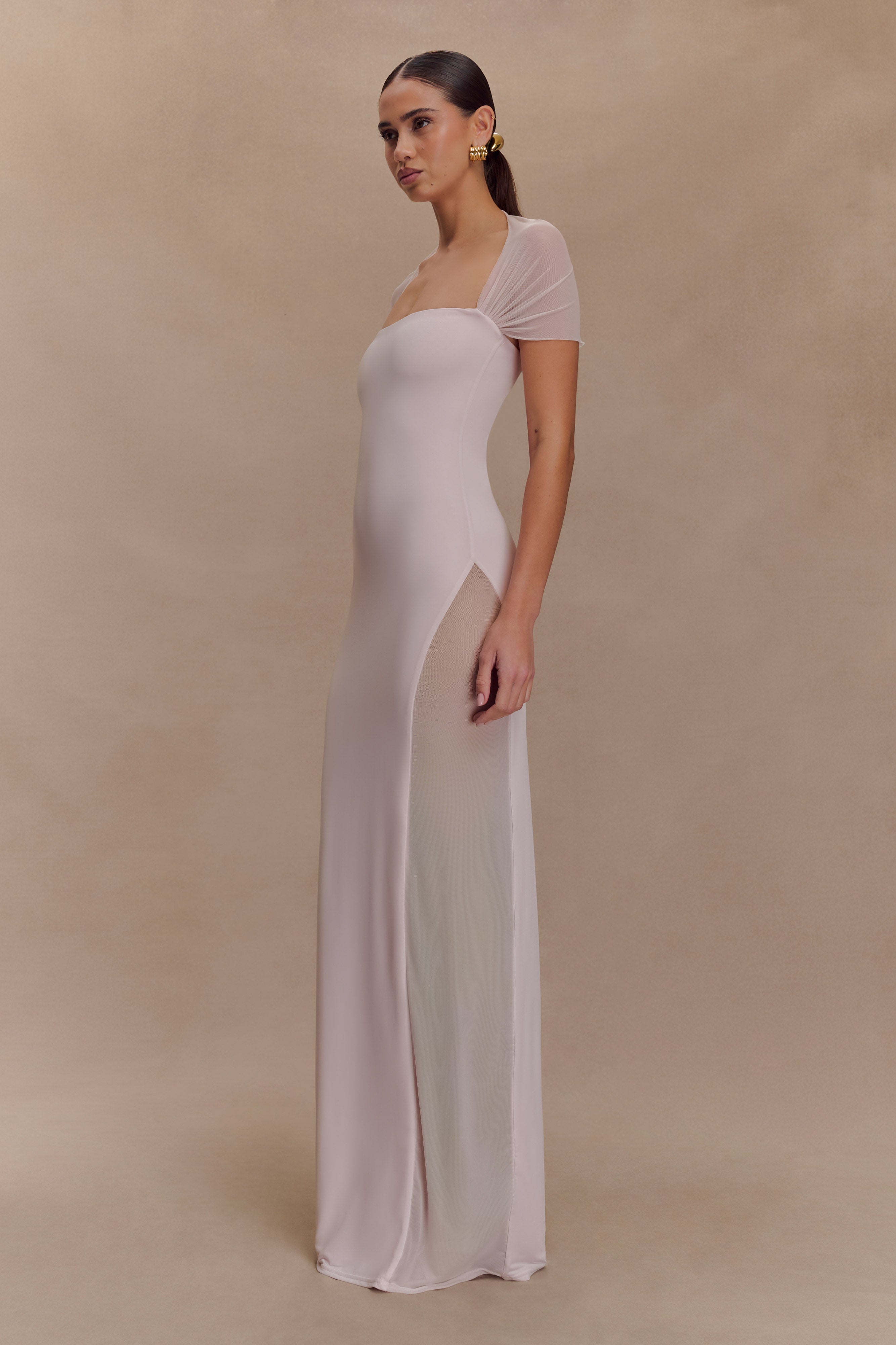 Wyatt Slinky And Mesh Maxi Dress