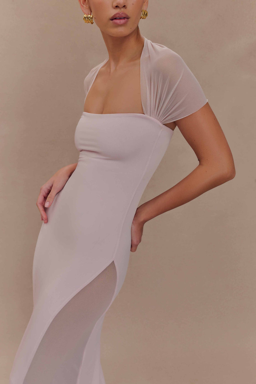 Wyatt Slinky And Mesh Maxi Dress