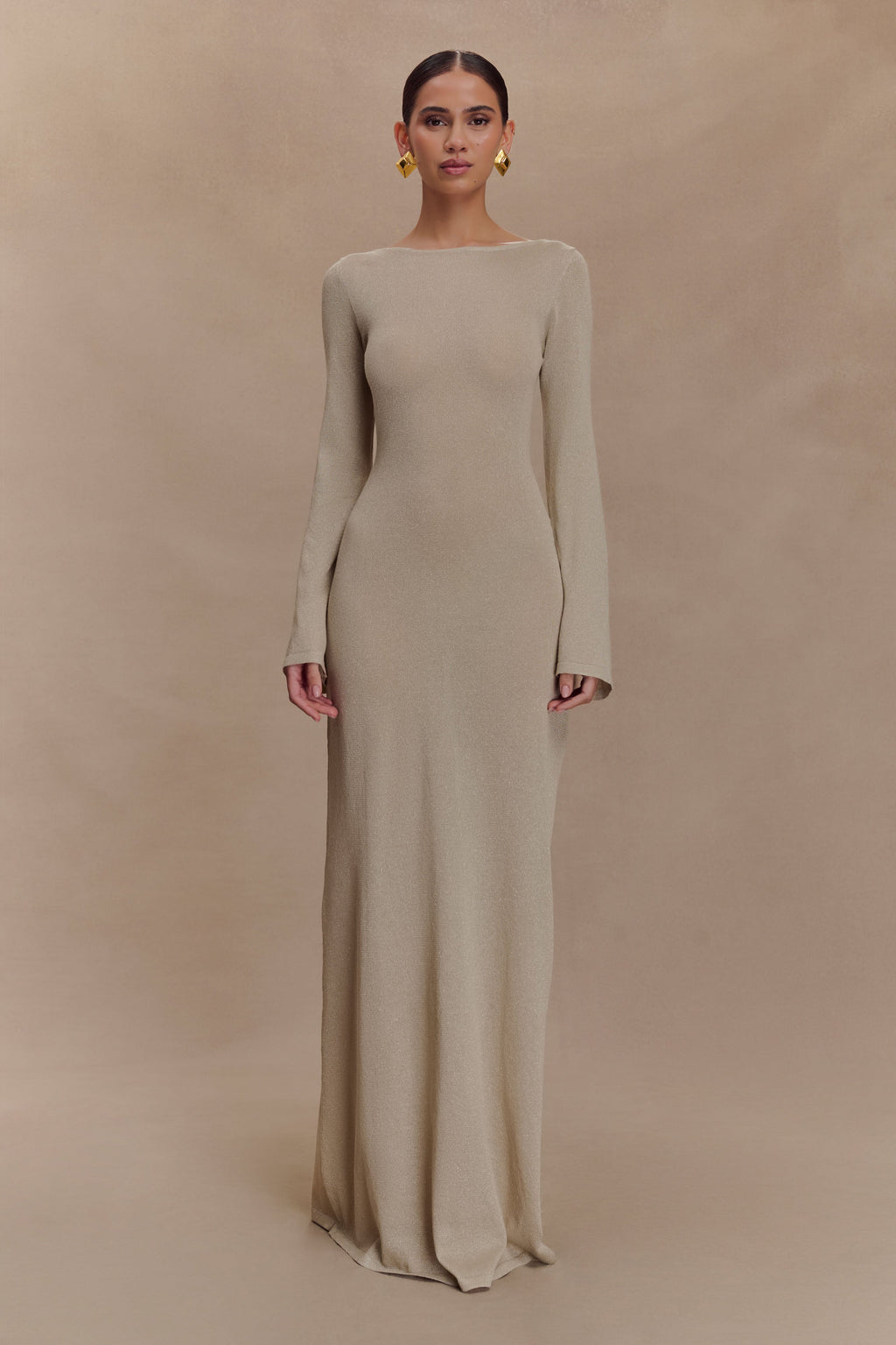 Atticus Knit Maxi Dress With Sequin in Gold – Chic&Drifts