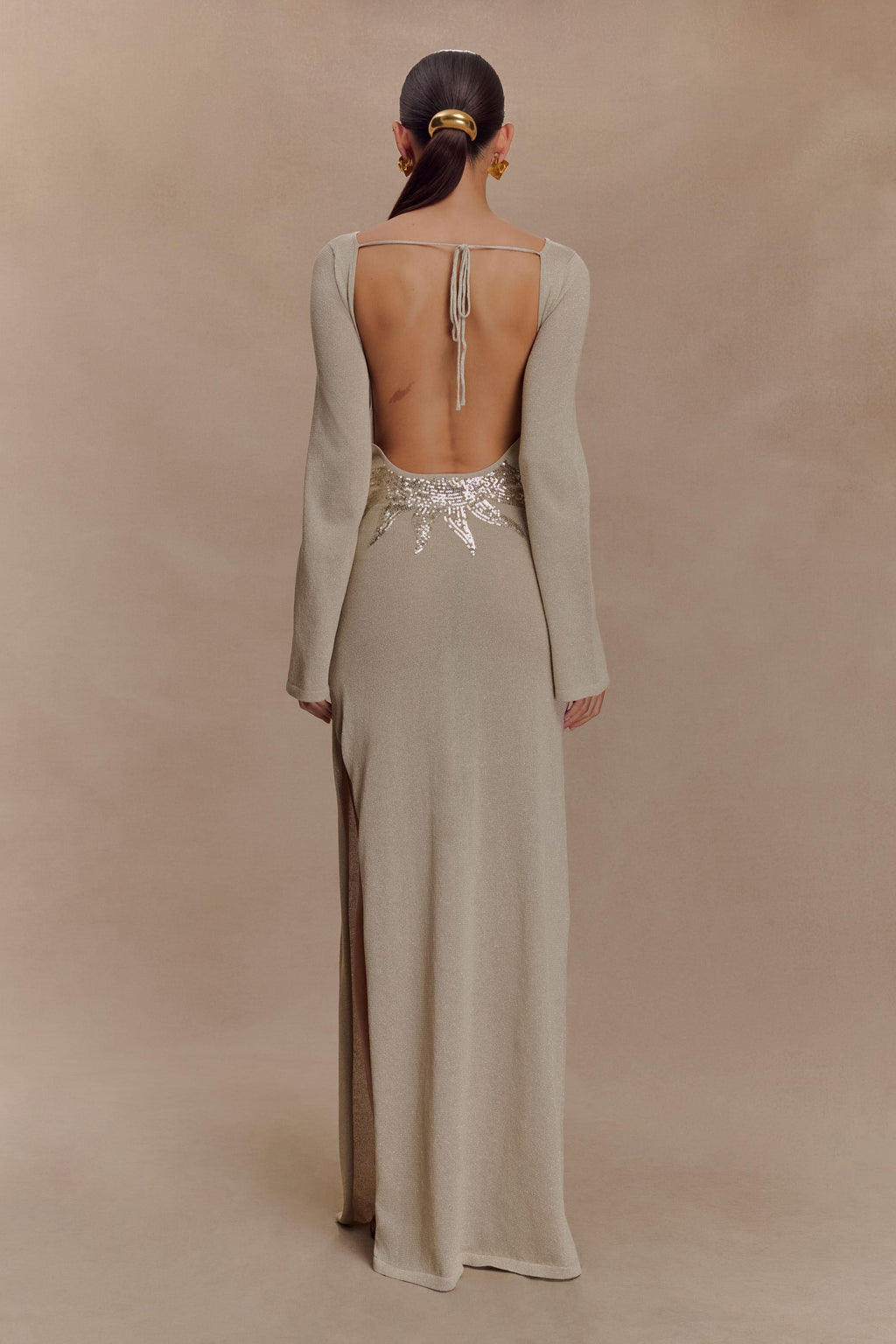 Atticus Knit Maxi Dress With Sequin in Gold – Chic&Drifts