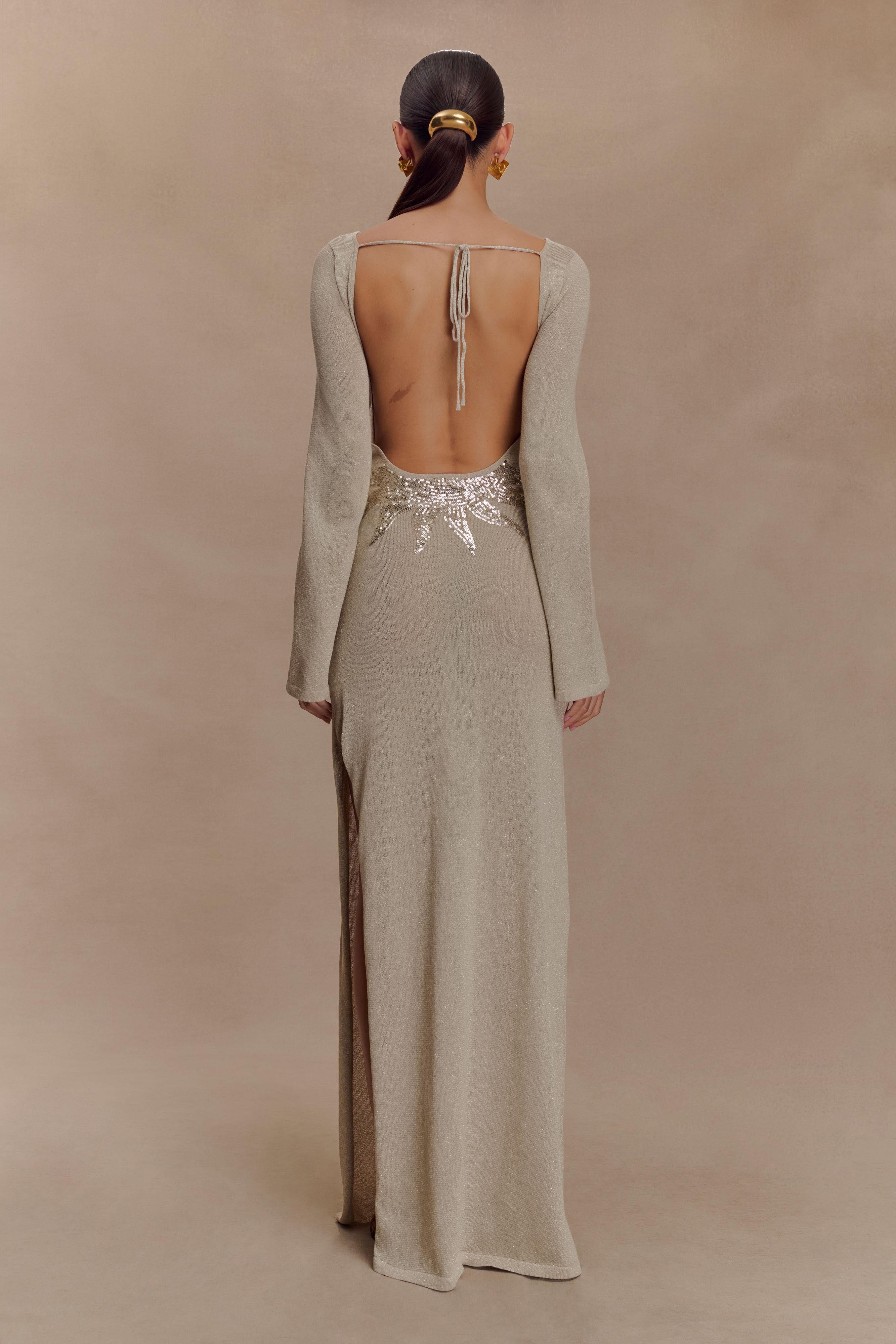 Atticus Knit Maxi Dress With Sequin in Gold – Chic&Drifts