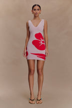 Dorothy Knit Print Mini Dress in Red Deco Fleur Print – Chic&Drifts