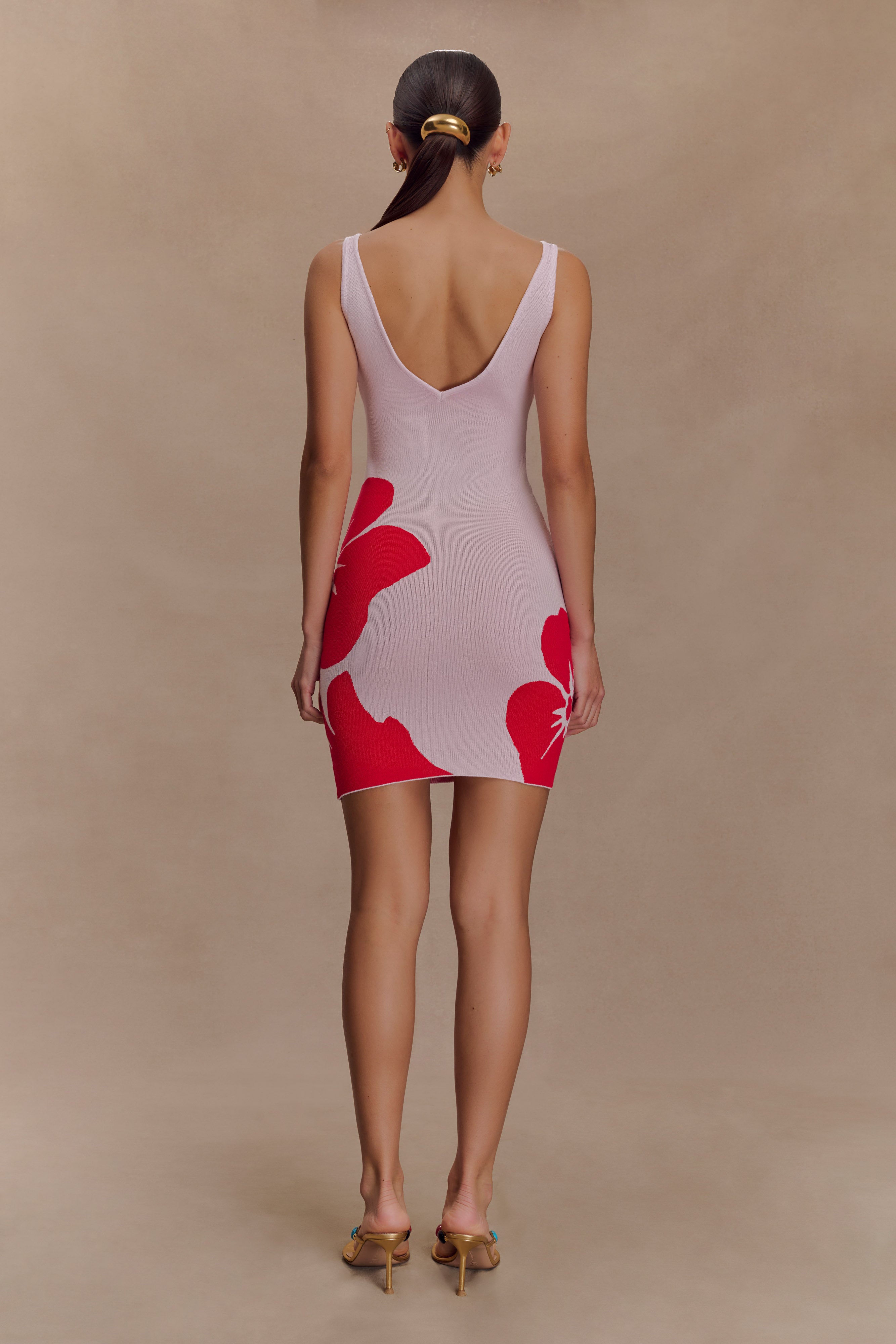 Dorothy Knit Print Mini Dress in Red Deco Fleur Print – Chic&Drifts