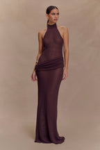Reece Halter Knit Maxi Dress in Chocolate – Chic&Drifts