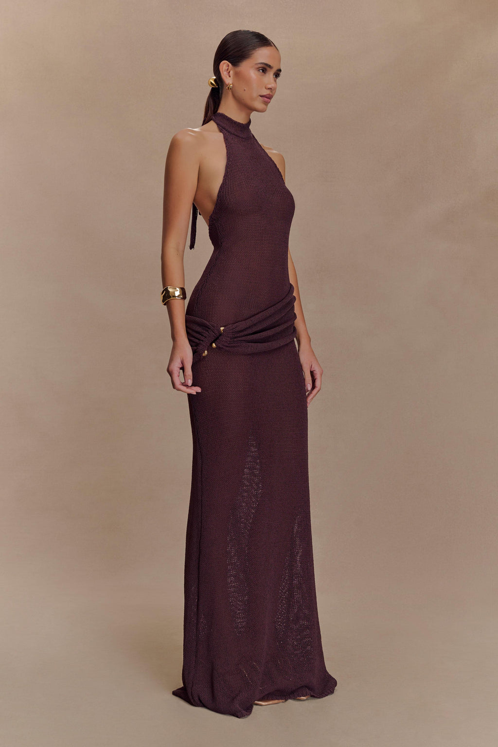 Reece Halter Knit Maxi Dress in Chocolate – Chic&Drifts
