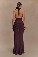 Reece Halter Knit Maxi Dress in Chocolate – Chic&Drifts