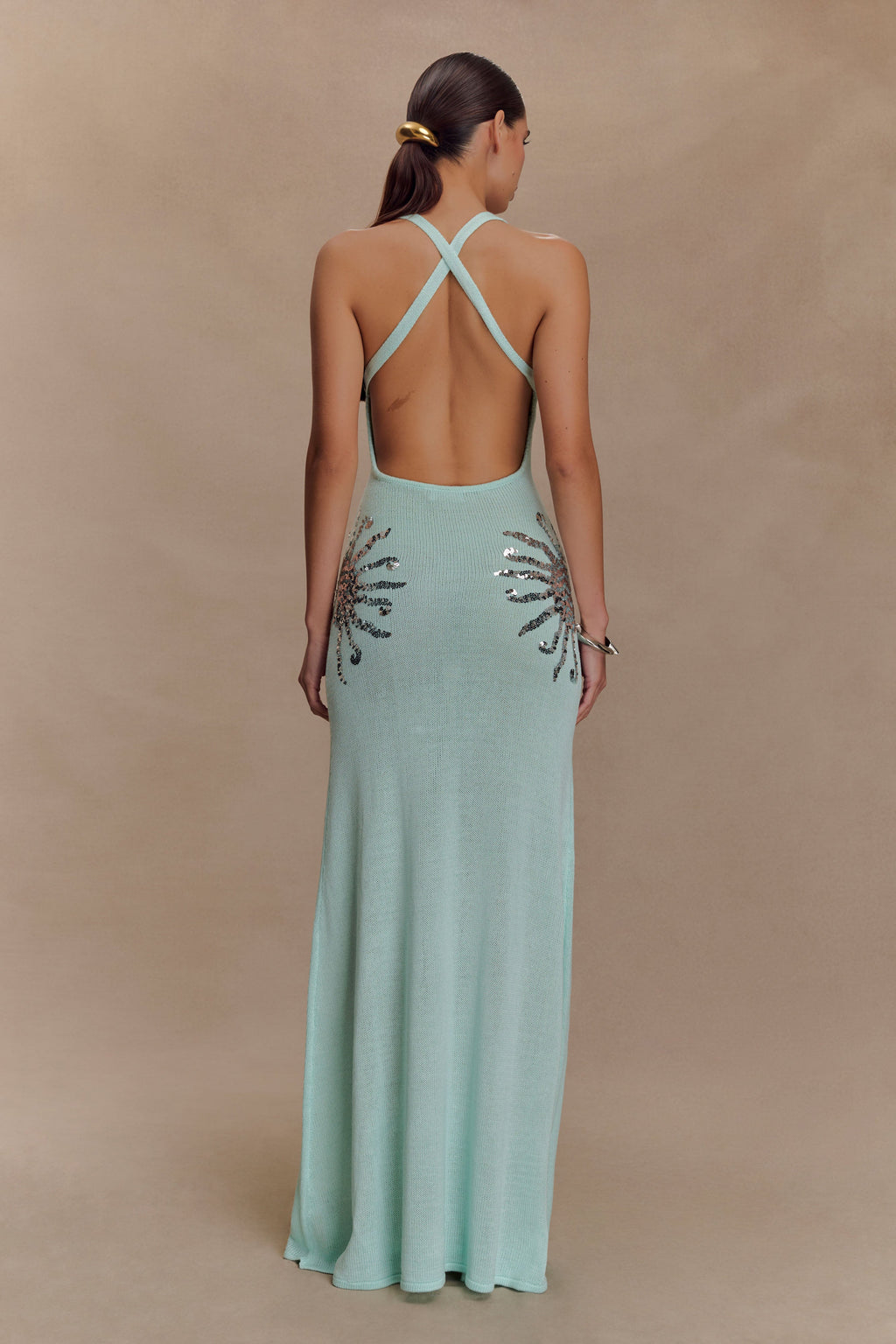 Ellington Knit Maxi Dress With Sequin in Lagoon – Chic&Drifts