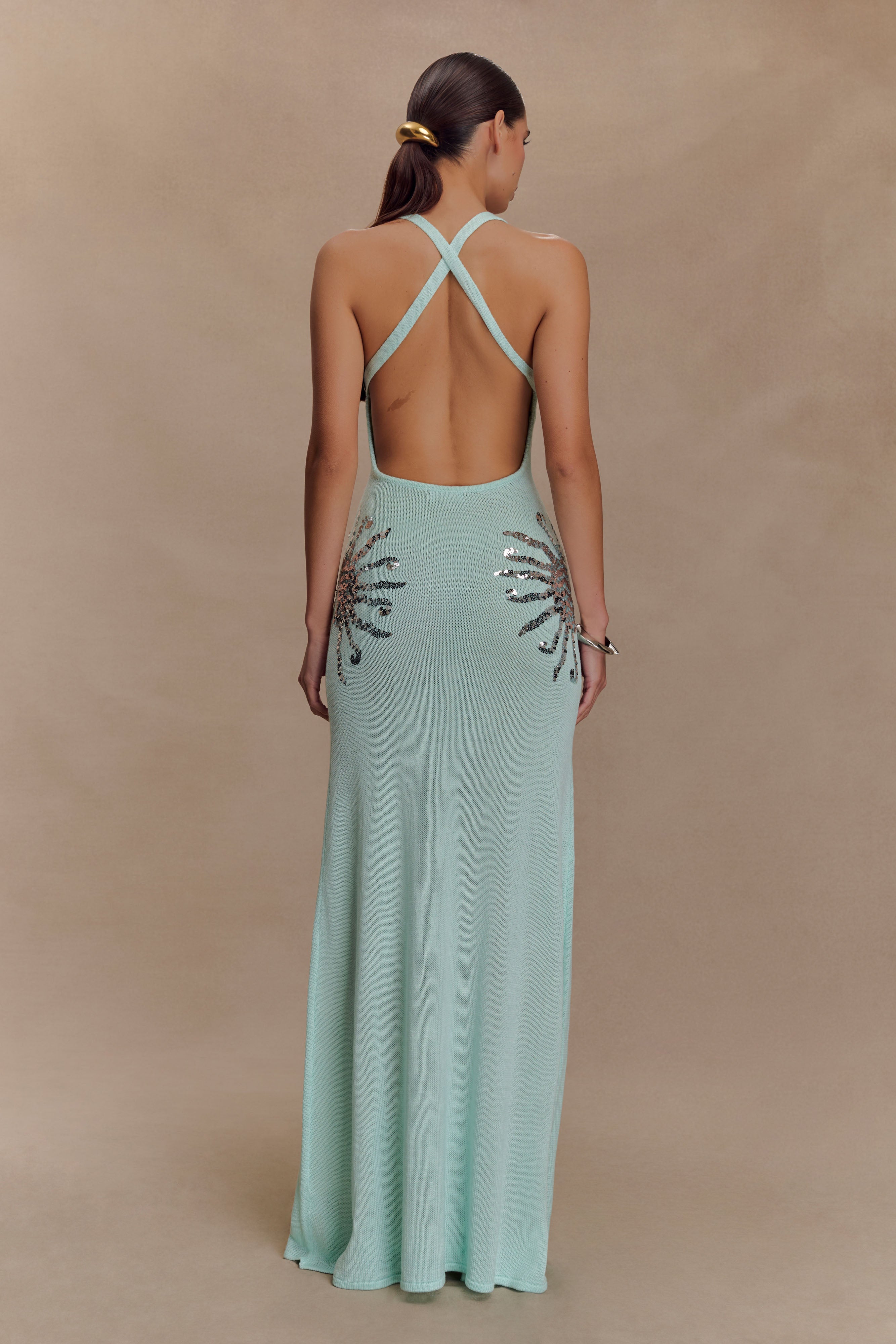 Ellington Knit Maxi Dress With Sequin in Lagoon – Chic&Drifts
