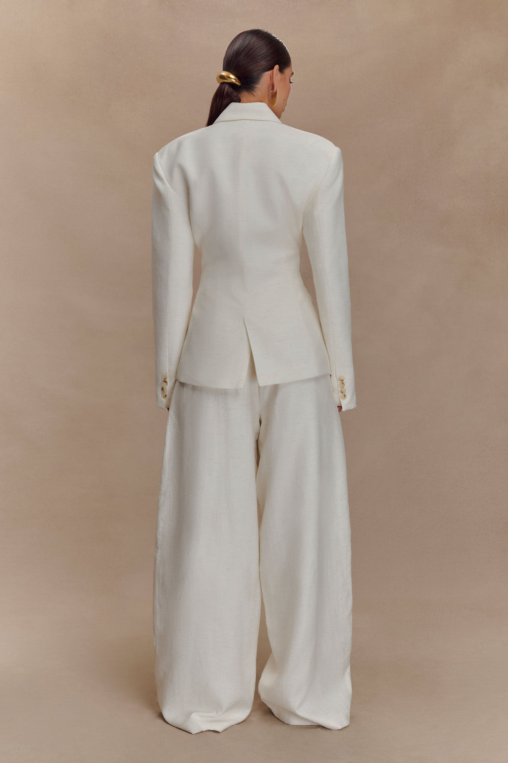 Cyrene Linen Wide Leg Trousers - Oat Marle