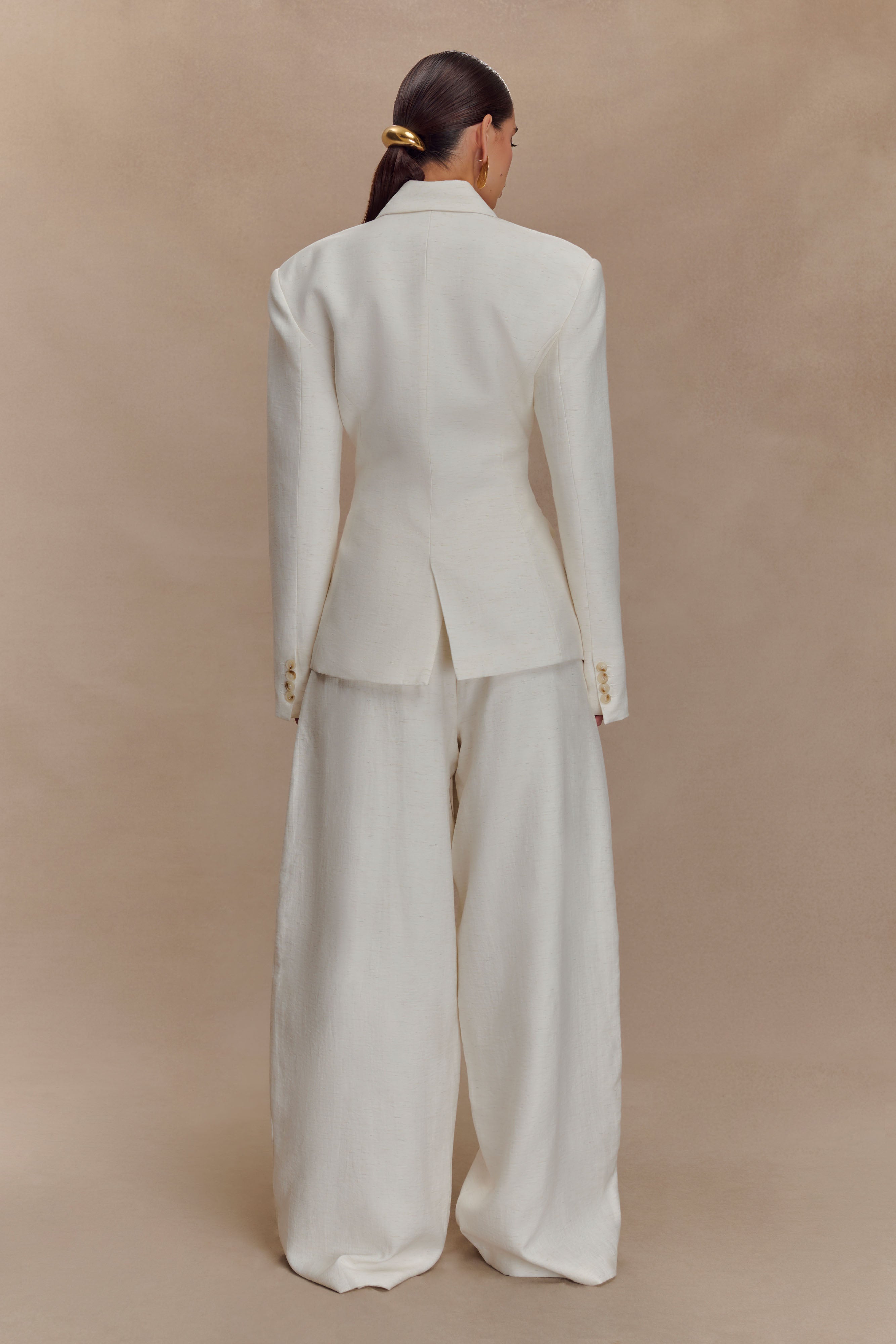 Cyrene Linen Wide Leg Trousers - Oat Marle