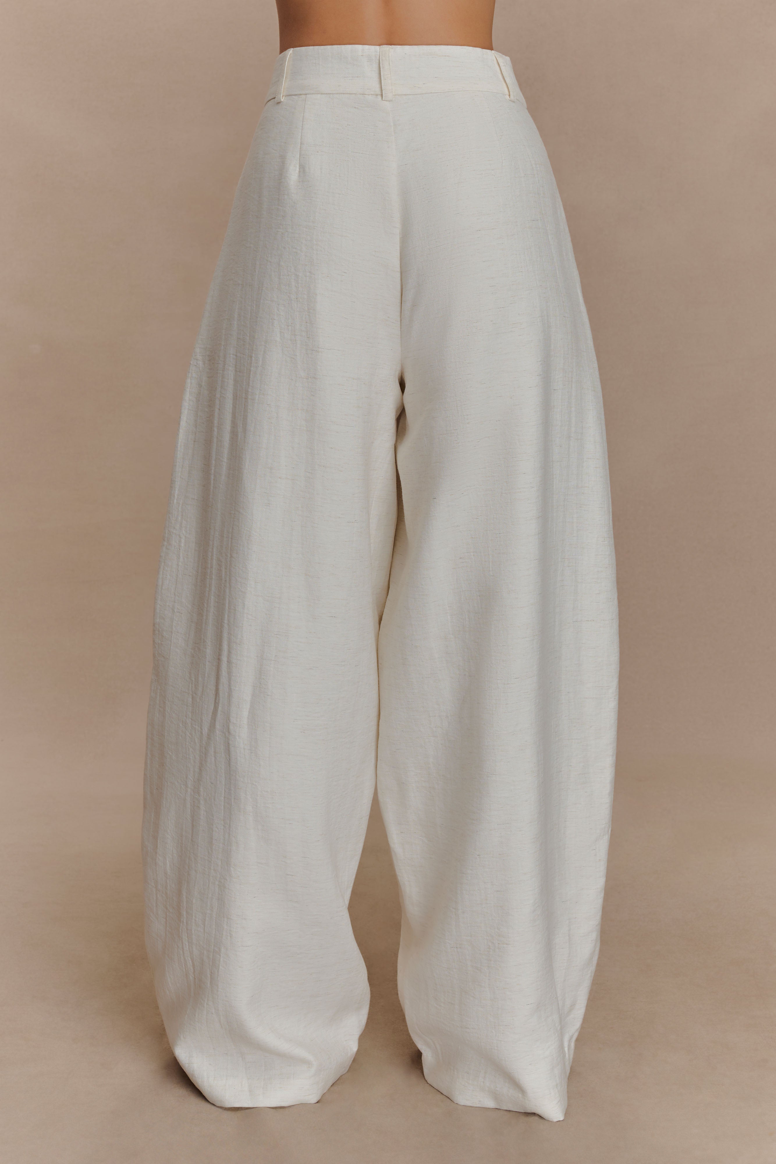 Cyrene Linen Wide Leg Trousers - Oat Marle