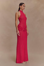 Reece Halter Knit Maxi Dress in Dragonfruit – Chic&Drifts