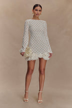 Aileen Ruffle Crochet Mini Dress in Ivory – Chic&Drifts
