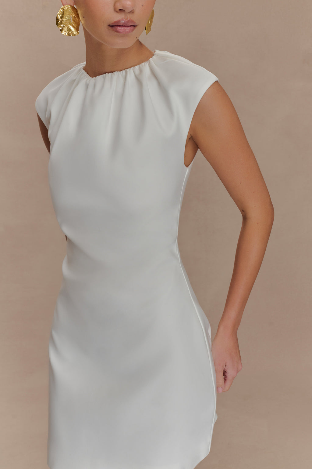 Ariana Pleated Neck Mini Dress