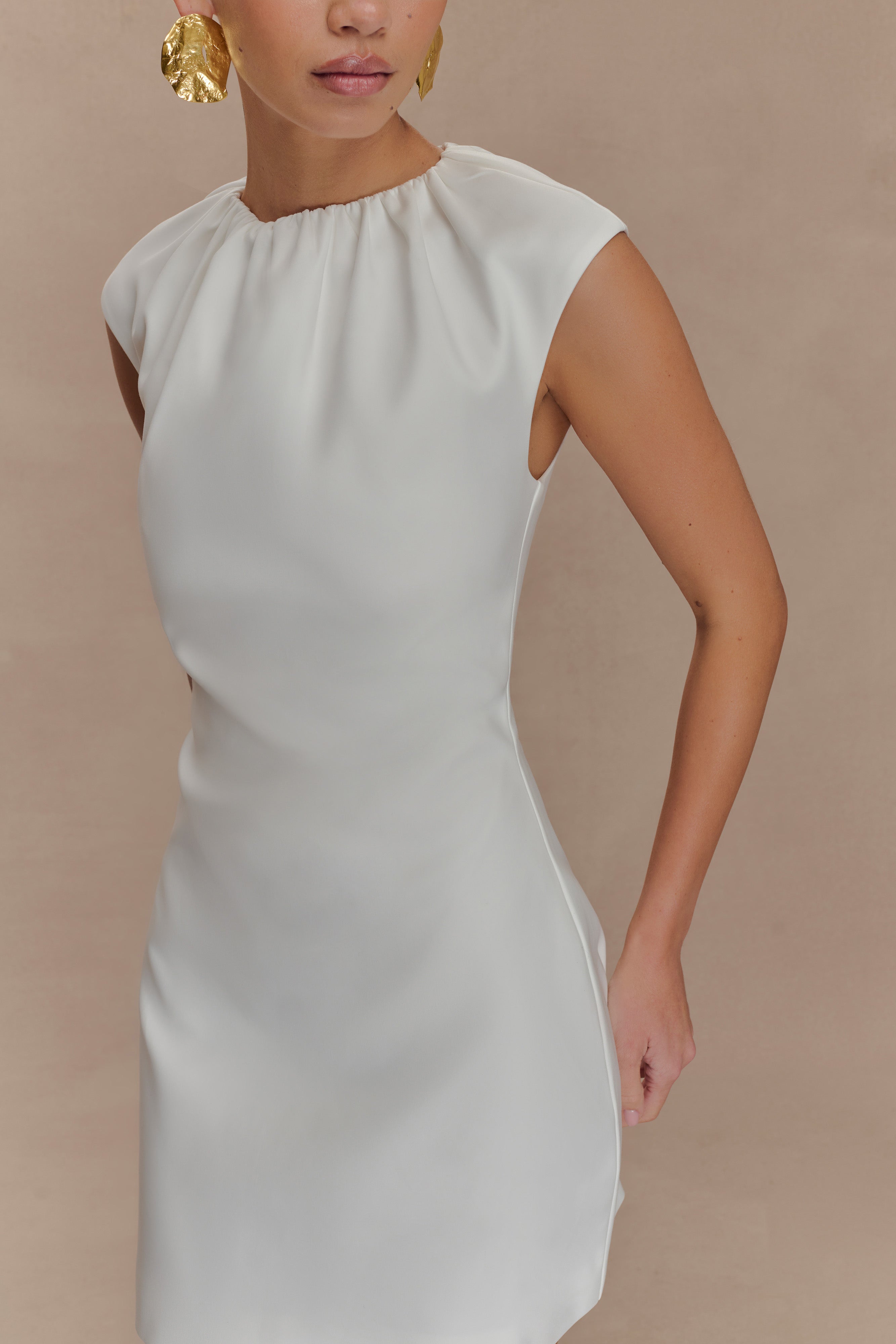 Ariana Pleated Neck Mini Dress